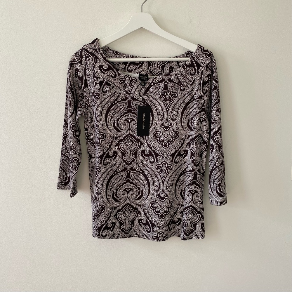 Rafaella Studio Women’s 3/4 Sleeve Boat Neck Top